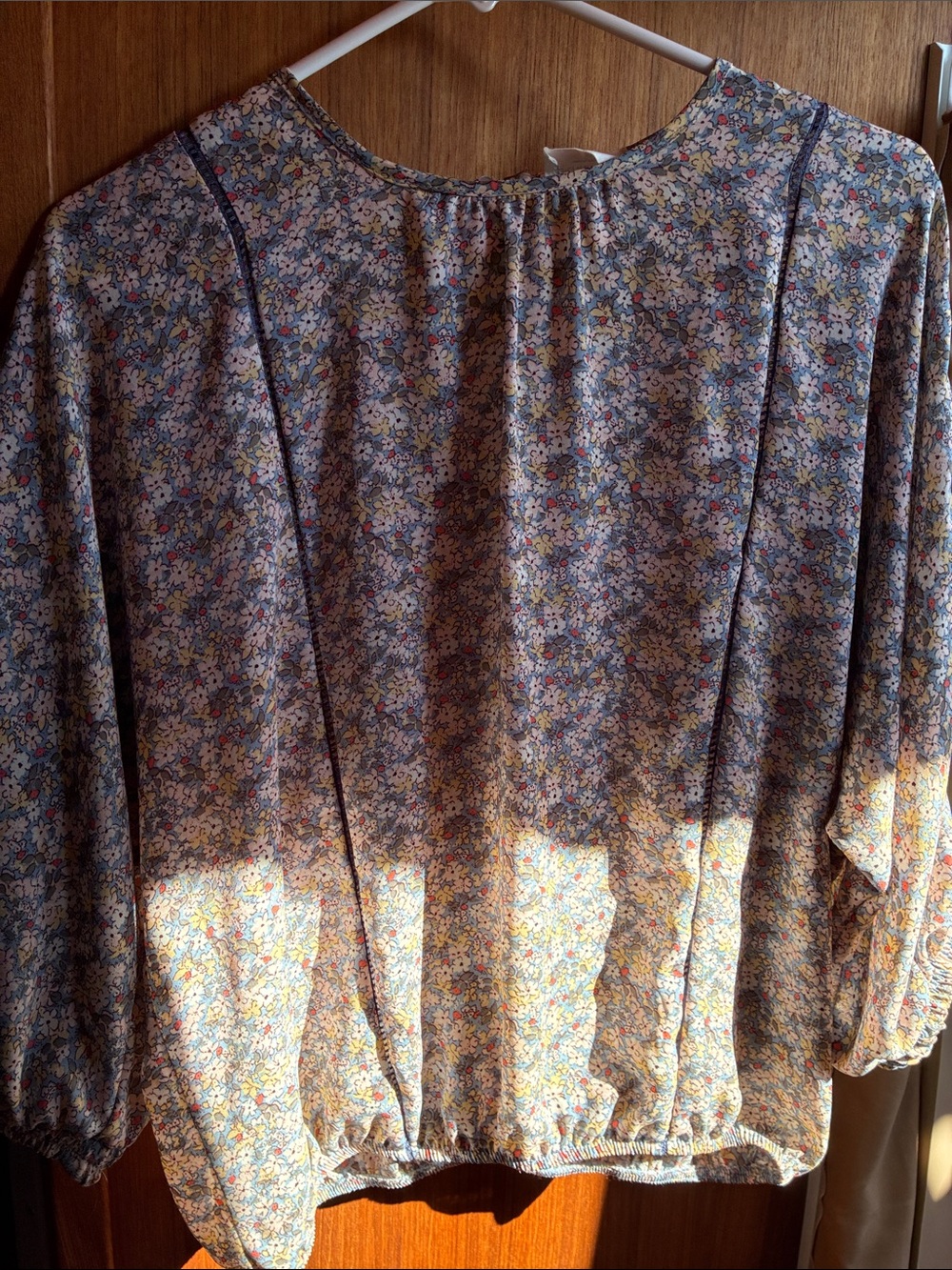 Sienna Sky Floral Blouson Top in Blue and Yellow